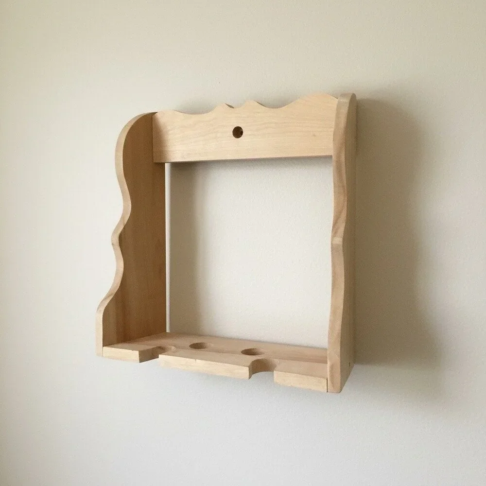Vintage Wooden Hair Tool Organizer | Wall-Mount Blow Dryer & Curling Iron Holder